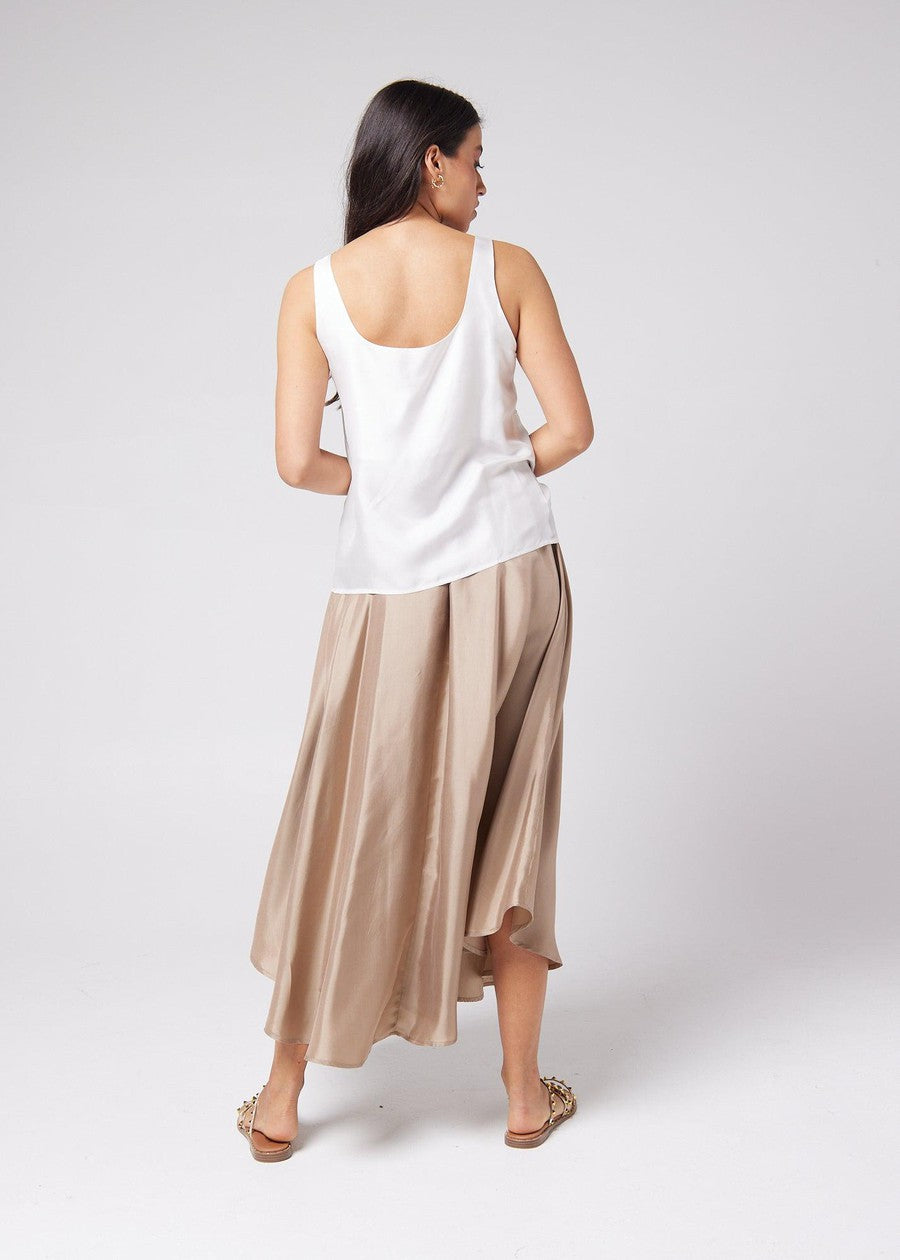 Lou Lou Poppy Silk Sleeveless Camisole (Pearl)