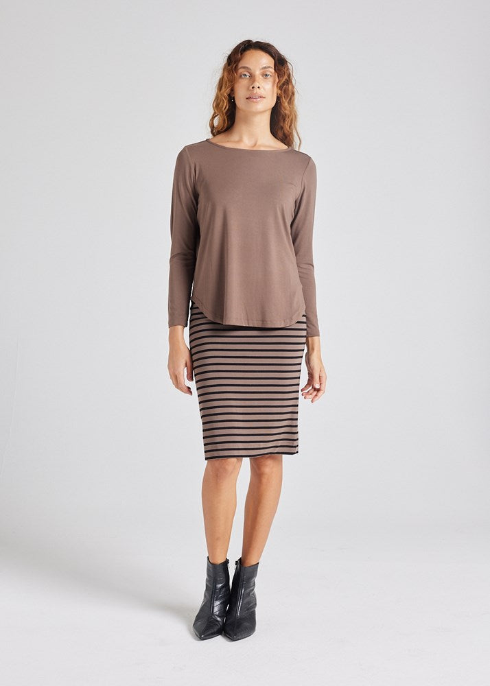 Lou Lou Adele Long Sleeve Bamboo Top (Chocolate)