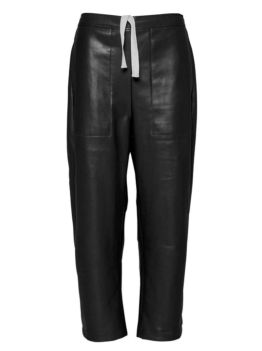Image of a model wearing Pants. Product name - LOUNGE THE LABEL SIAN PANT in Black colour by brand - Lounge