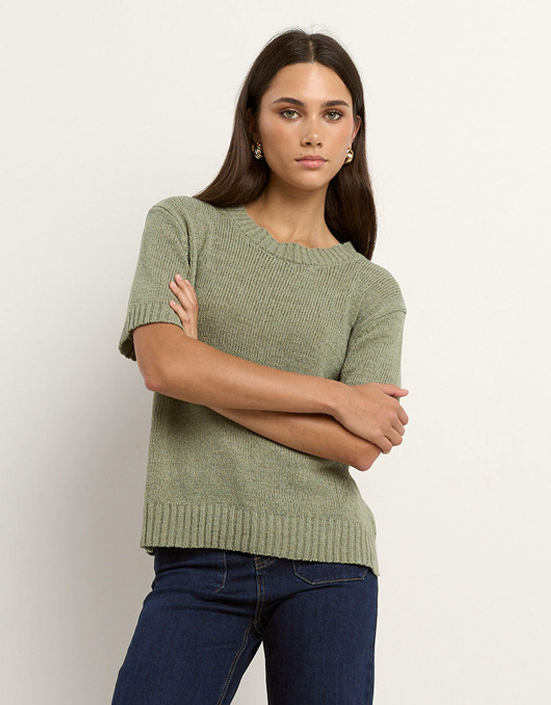 By Rosa Loveable Tape Yarn Knit Tee (Sage)