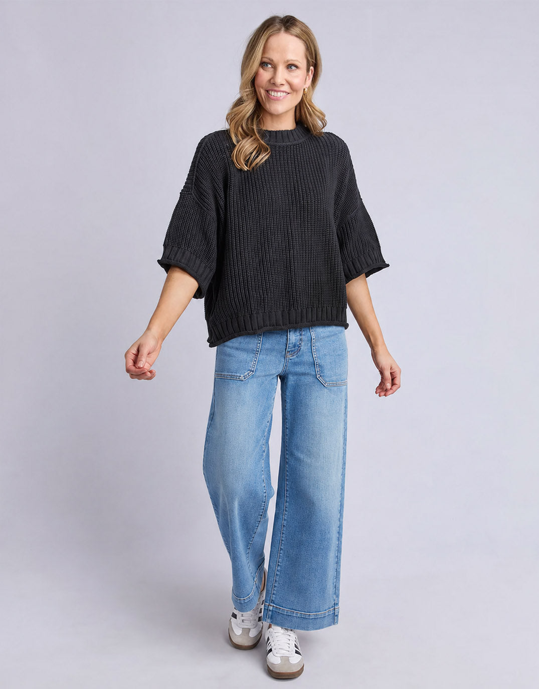 Elm Luela Short Sleeve Knit (Black)