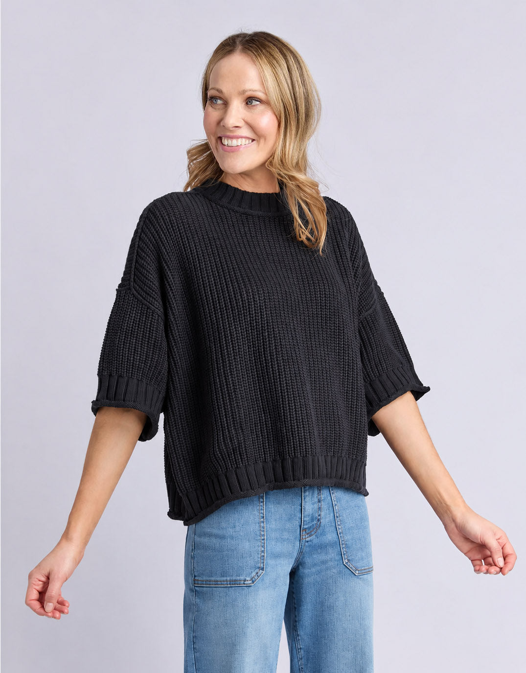 Elm Luela Short Sleeve Knit (Black)
