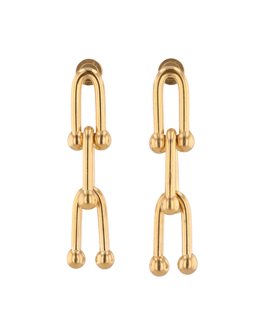 Image of Earrings. Product name - Luxe Link Gold Earrings in colour by brand - LAVANA
