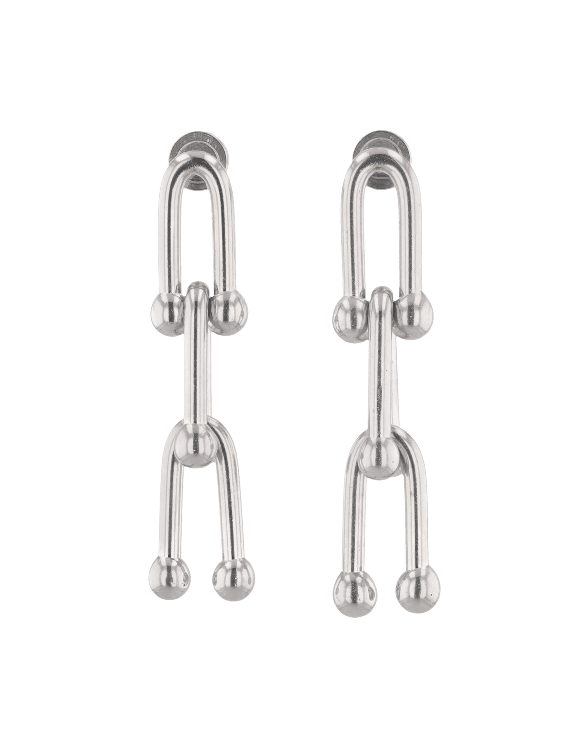 Image of Earrings. Product name - Luxe Link Silver Earrings in colour by brand - LAVANA