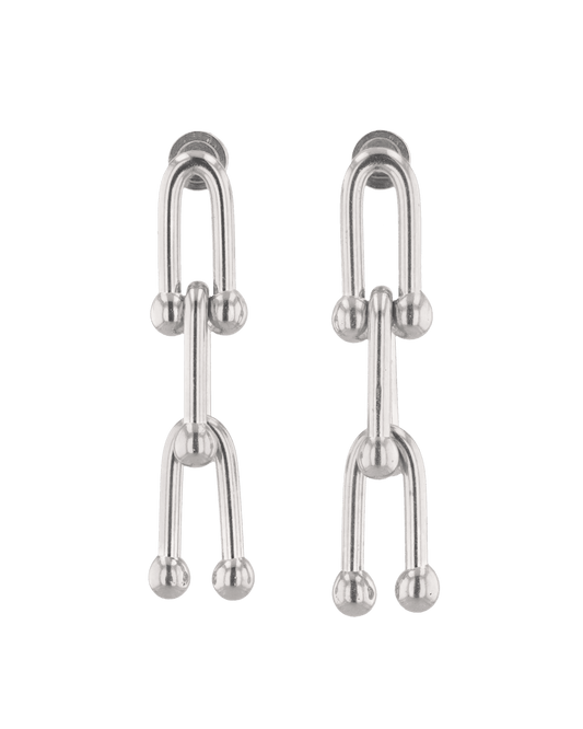 Image of Earrings. Product name - Luxe Link Silver Earrings in colour by brand - LAVANA