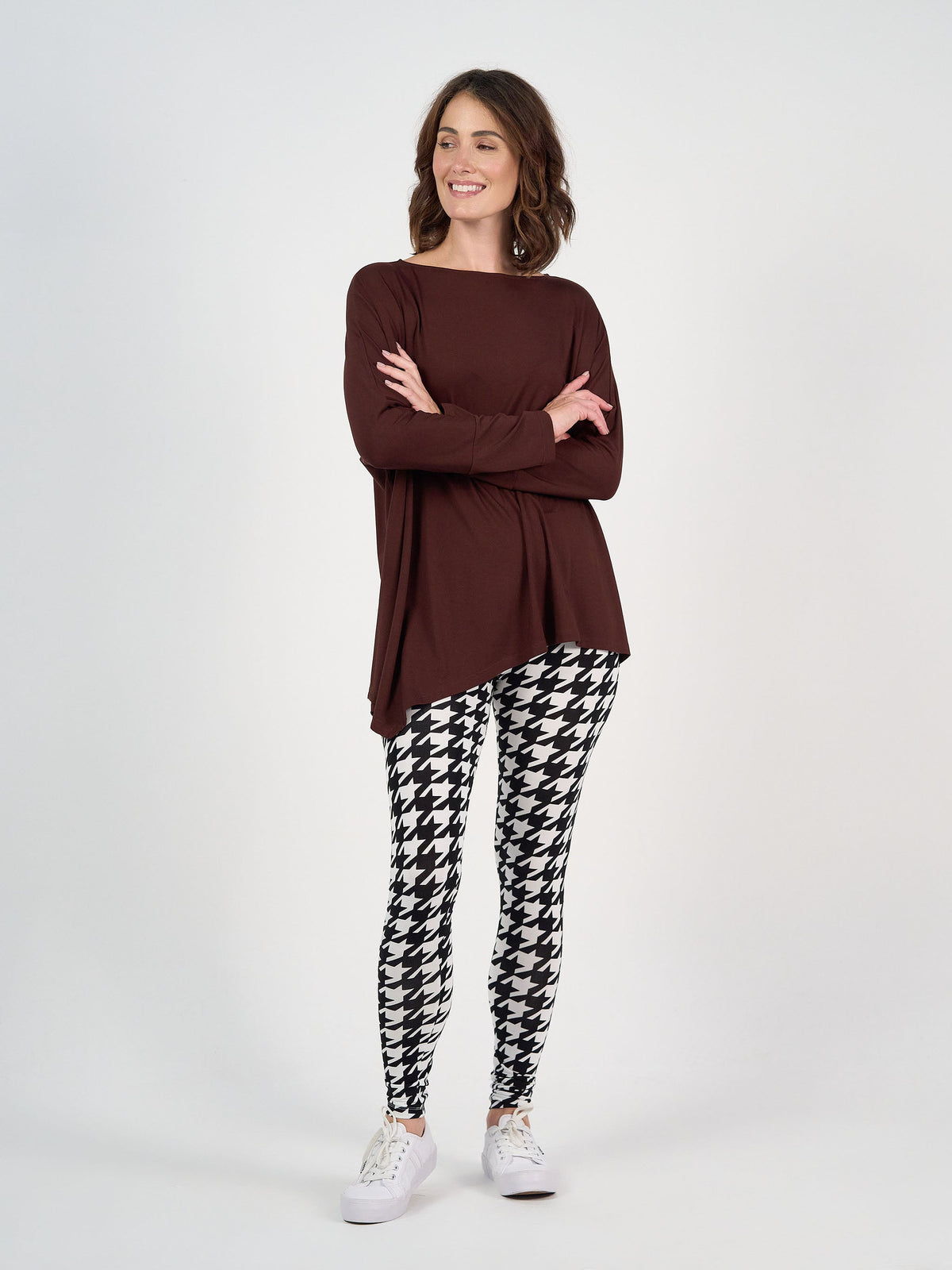 Lou Lou Luxe Bamboo Full-Length Legging Houndstooth (Houndstoth)
