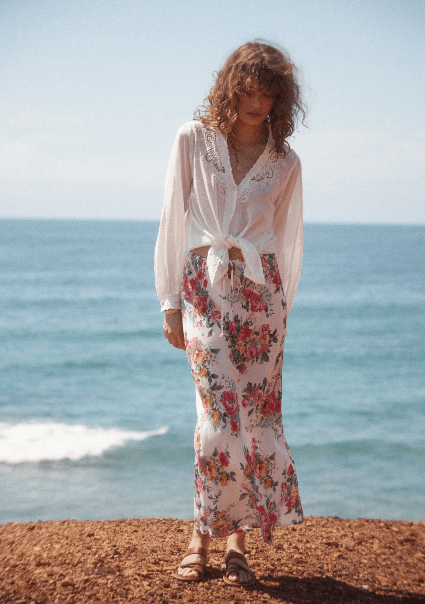 Image of a model wearing Skirts. Productname: Auguste The Label Maeve Maxi Skirt in Print colour by brand - Auguste The Label