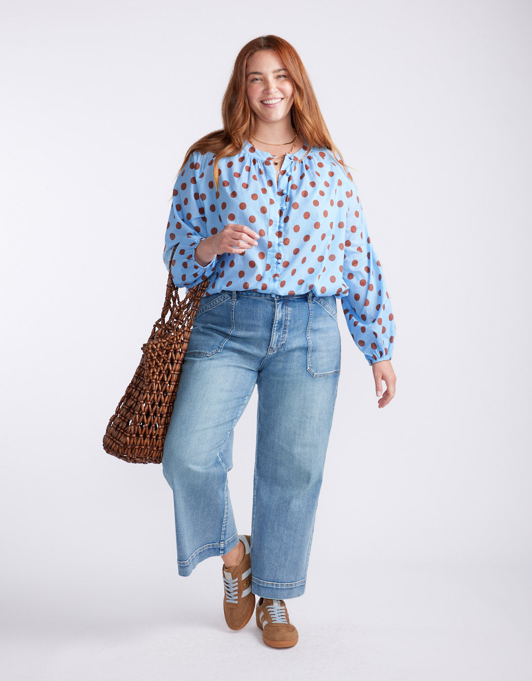 132 Fashion Malta Blouse (Powder Blue/Mocha)