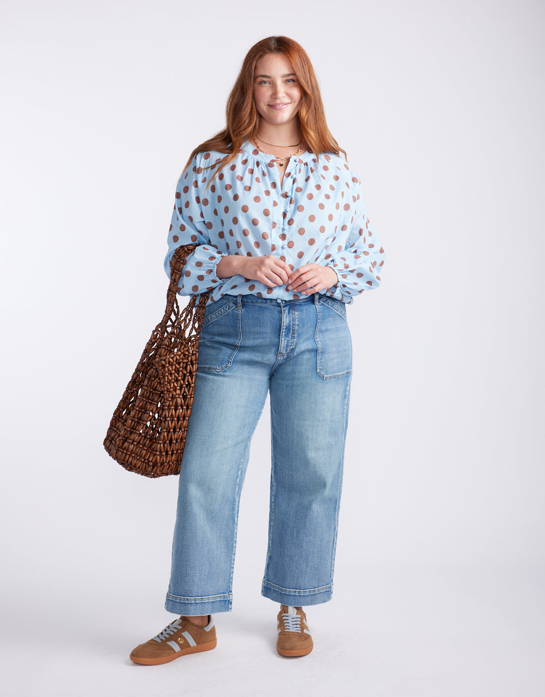 132 Fashion Malta Blouse (Powder Blue/Mocha)
