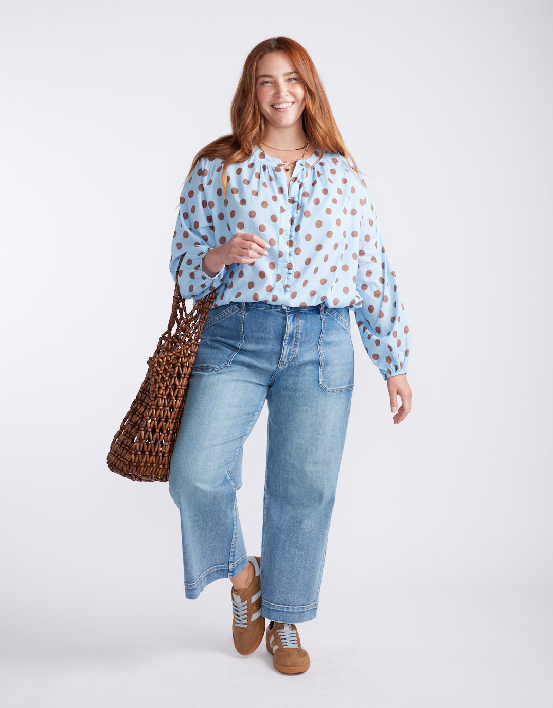 132 Fashion Malta Blouse (Powder Blue/Mocha)