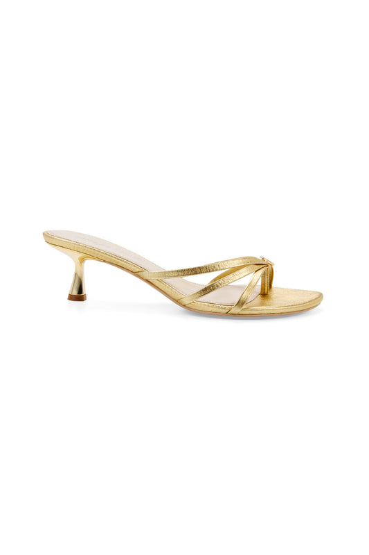 Image of Heels. Productname: Opening Lines Kitten Heel in GOLD colour by brand - Manning Cartell