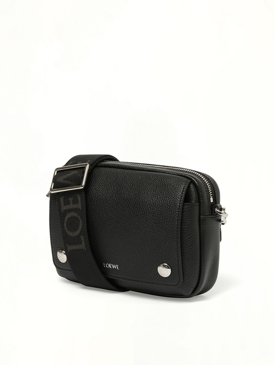 LOEWE Calfskin Pebble Messenger Small (Black)