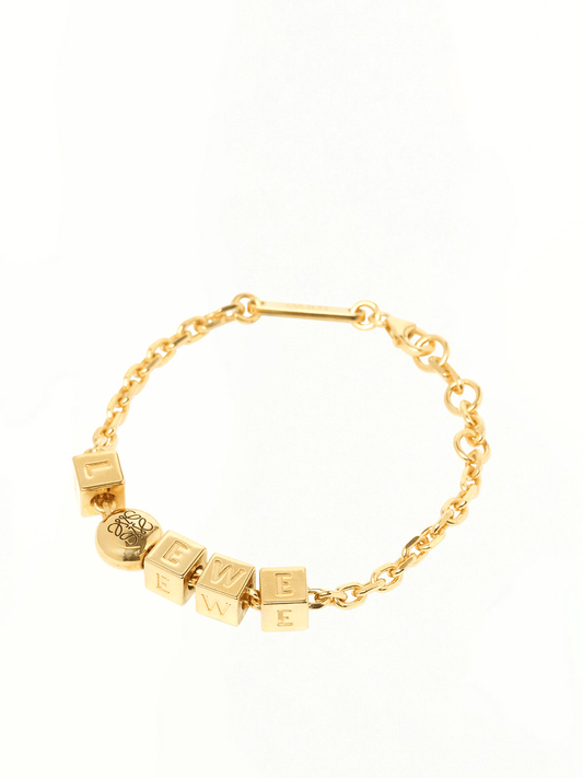 Image of Bracelets. Product name - Pebble Cube Bracelet in Gold colour by brand - LOEWE