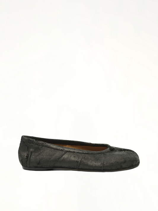 Image of Footwear. Productname: MAISON MARGIELA Crackling New Tabi Ballerina in BLACK colour by brand - MAISON MARGIELA
