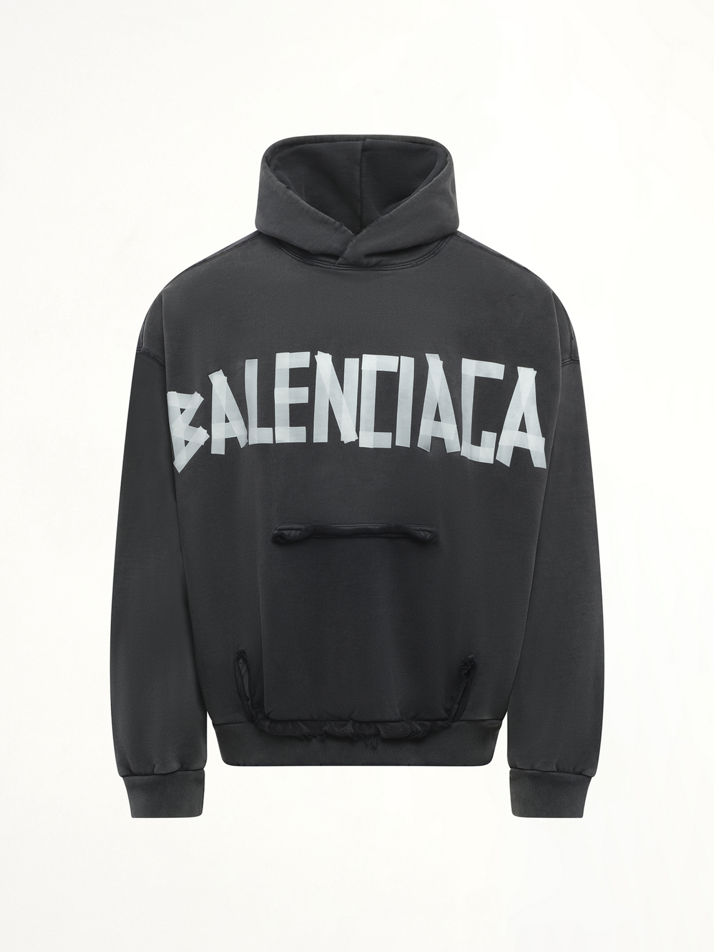 BALENCIAGA Tape Type Ripped Pocket Hoodie (Black)