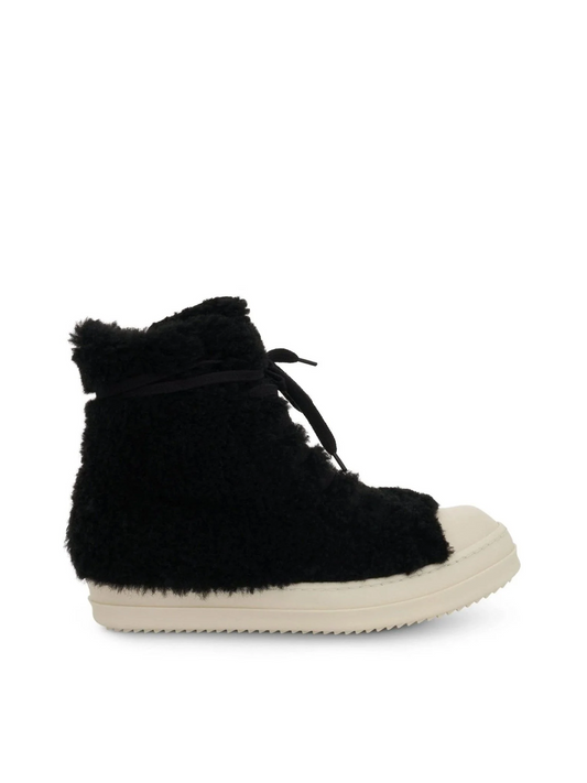 Image of Sneakers. Productname: RICK OWENS Strobe Shearling Sneaker in BLACK colour by brand - RICK OWENS