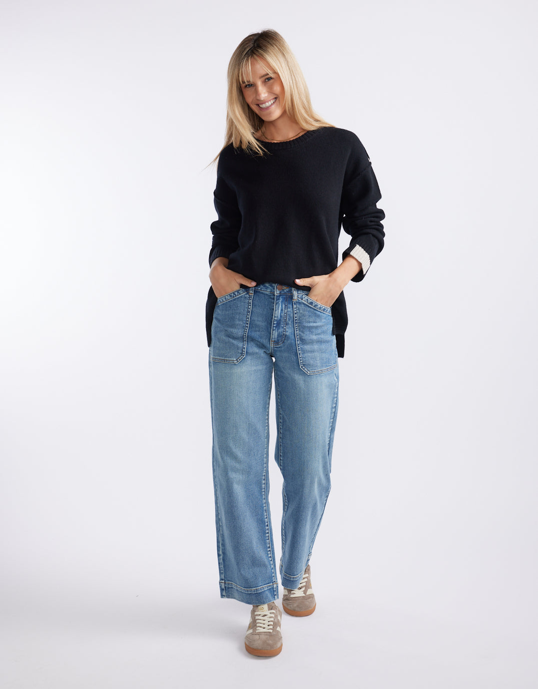 White & Co. Marais Wool Cashmere Knit (Black)
