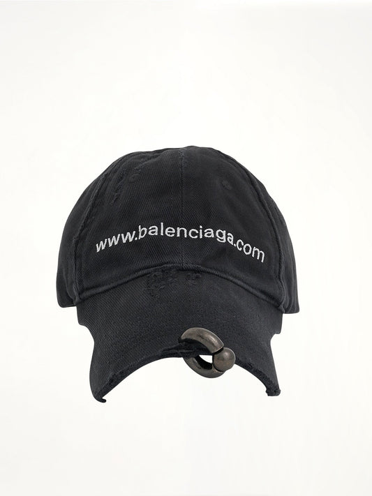 Image of Hats. Productname: BALENCIAGA Front Piercing Cap in Black colour by brand - BALENCIAGA