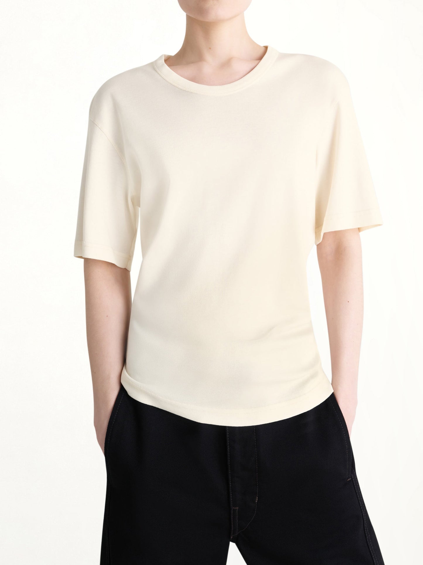 LEMAIRE Rib SS T-Shirt (Light Cream)