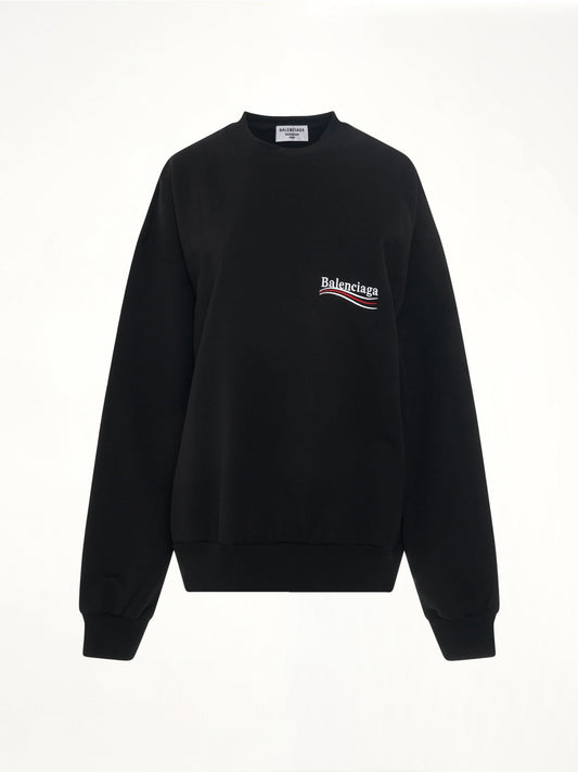 Image of a model wearing Outerwear. Productname: BALENCIAGA Political Campaign Sweatshirt in Black/White colour by brand - BALENCIAGA
