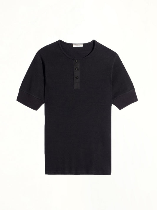 LEMAIRE Rib Henley Top (Black)