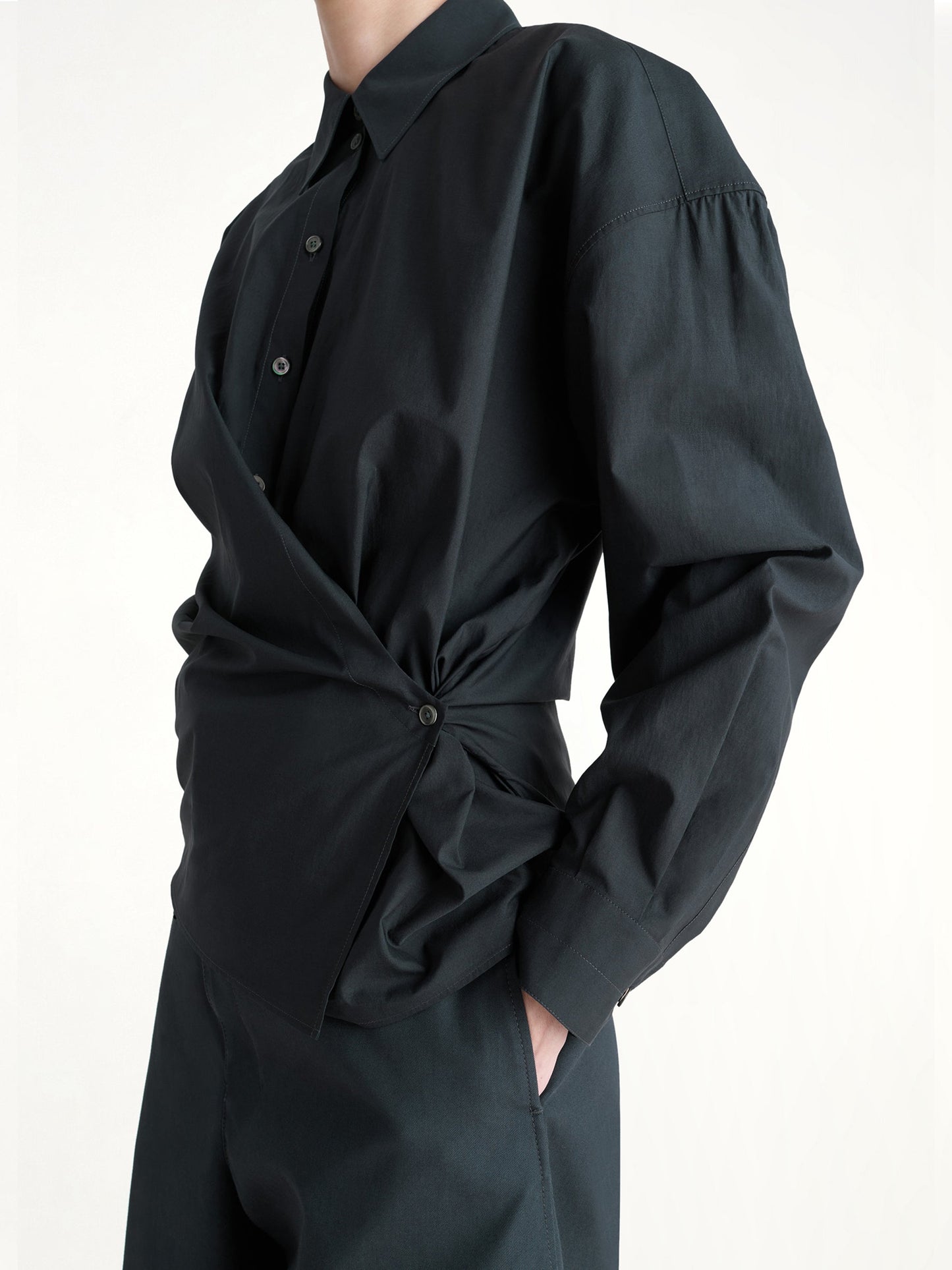 LEMAIRE Straight Collar Twisted Shirt (Navy)