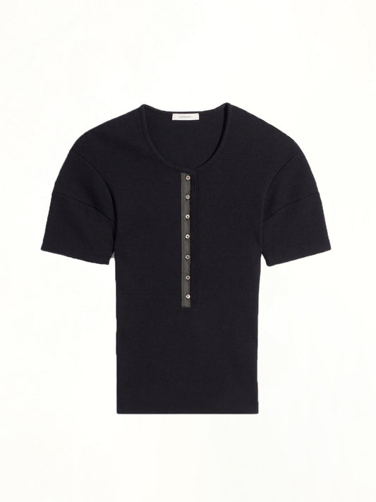 LEMAIRE Fitted Henley (Black)
