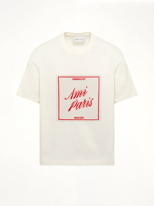 AMI PARIS Signature Print Boxy Fit T-Shirt (White)