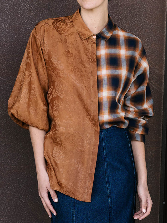 Image of Shirts. Productname: M.A Dainty 2 Face Shirt in Rust colour by brand - M.A Dainty