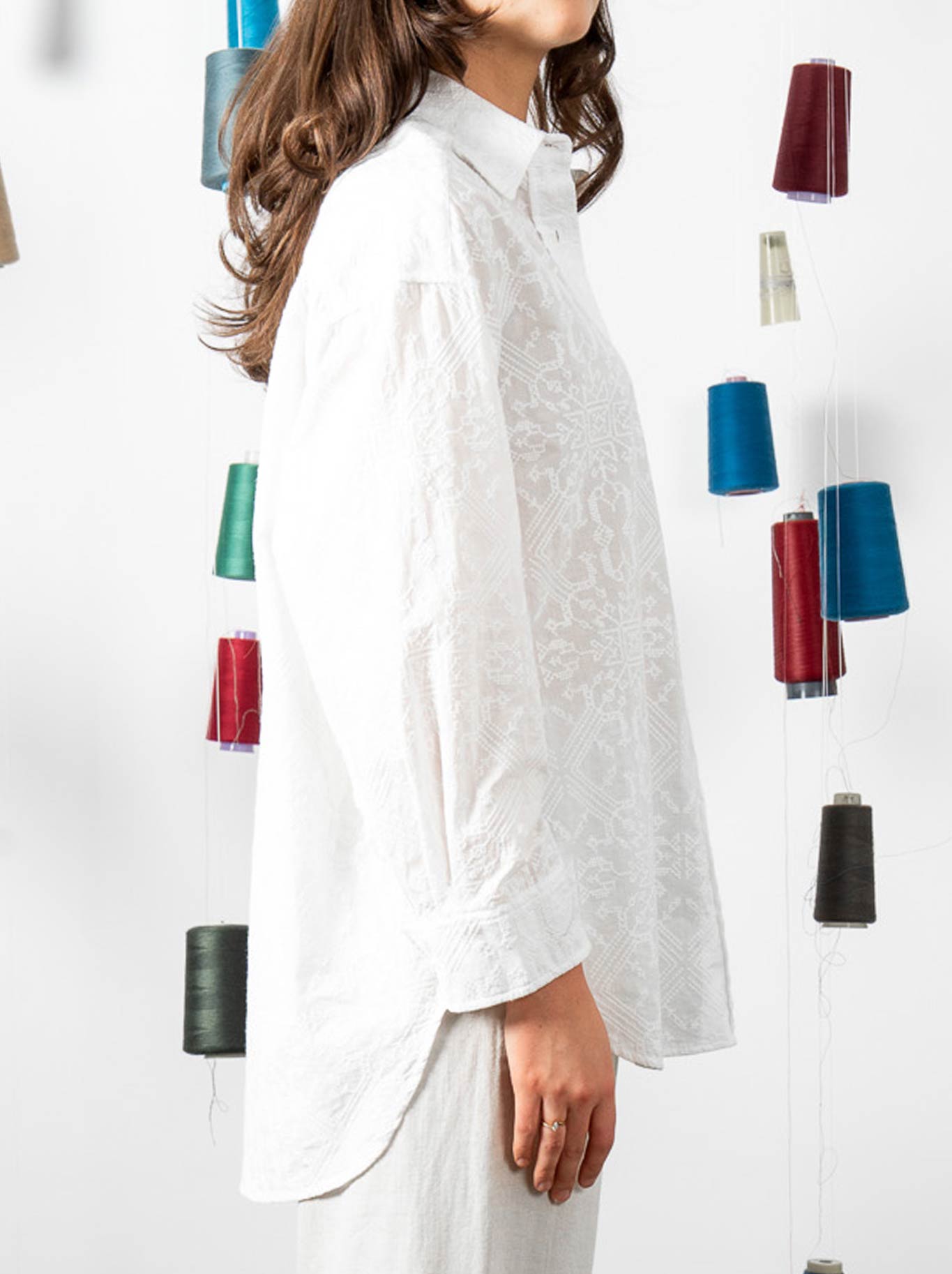 M.A Dainty Jarrah Shirt (Embroidered White)
