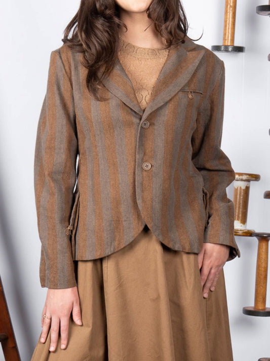 Image of Coats & Jackets. Product name - M.A Dainty Kona Jacket in Tan Stripe colour by brand - M.A Dainty