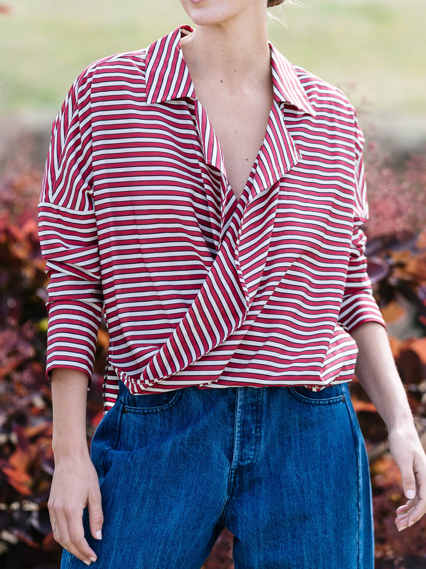 Image of Shirts. Productname: M.A Dainty Petal Shirt in Red Stripe colour by brand - M.A Dainty