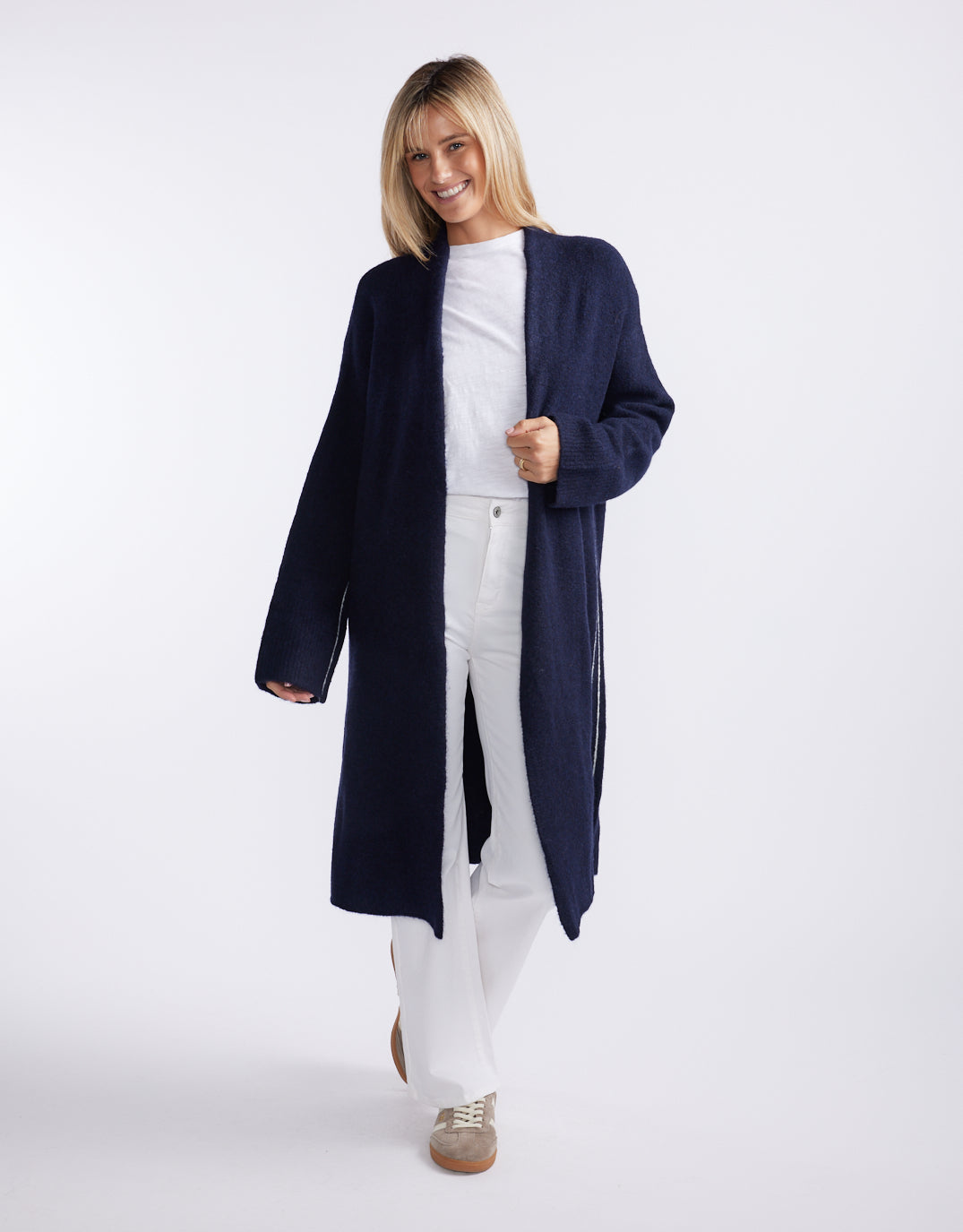 White & Co. Montreux Wool Alpaca Longline Cardigan (Navy)