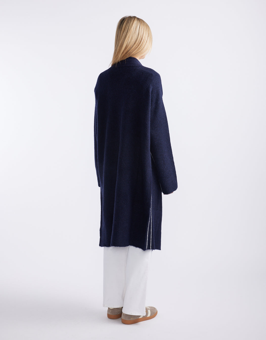 White & Co. Montreux Wool Alpaca Longline Cardigan (Navy)