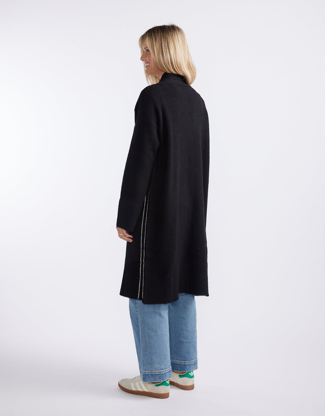 White & Co. Montreux Wool Alpaca Longline Cardigan (Black)