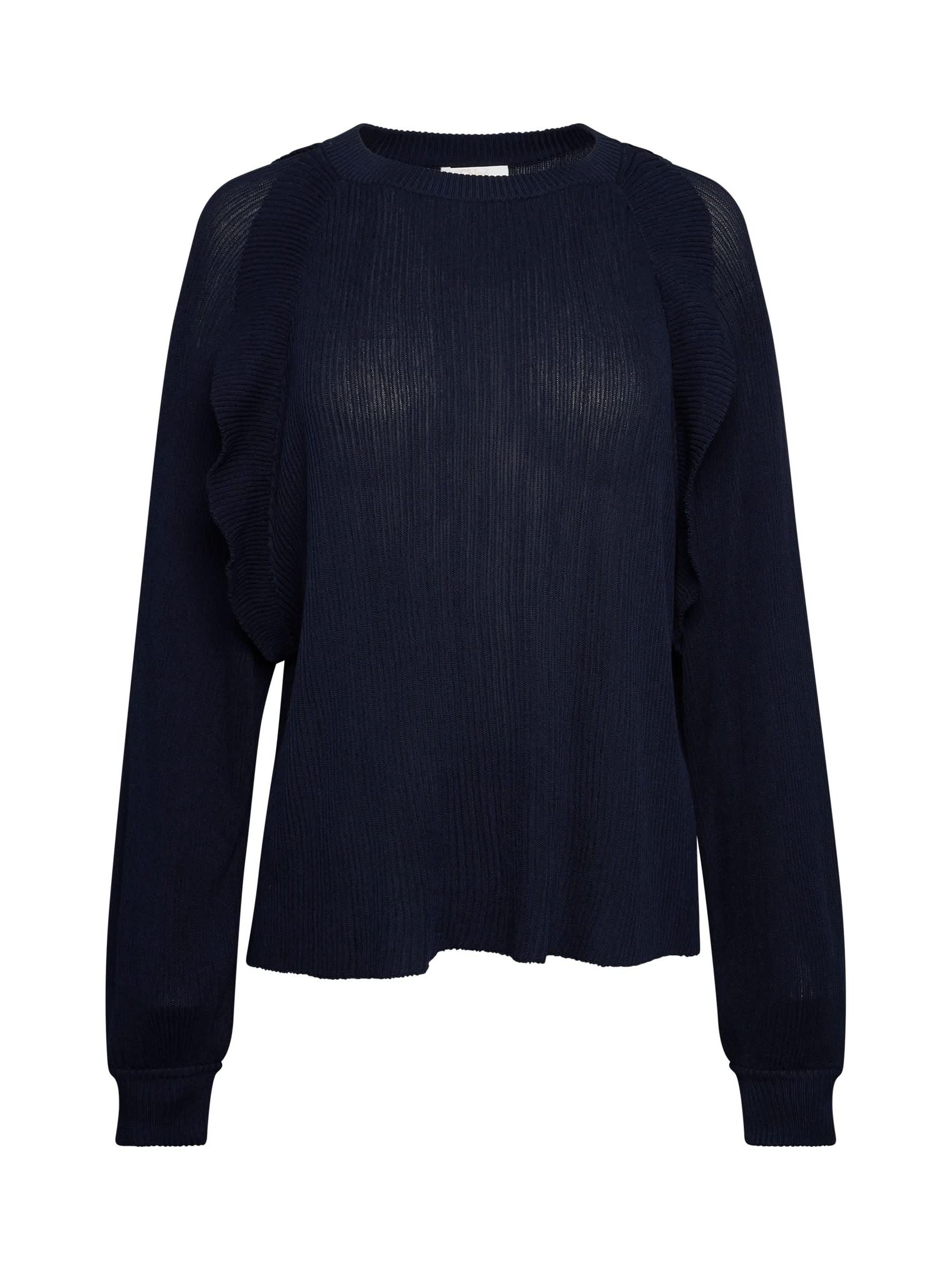 Image of a model wearing Outerwear. Productname: CHLOE Pullover in NAVY colour by brand - CHLOE