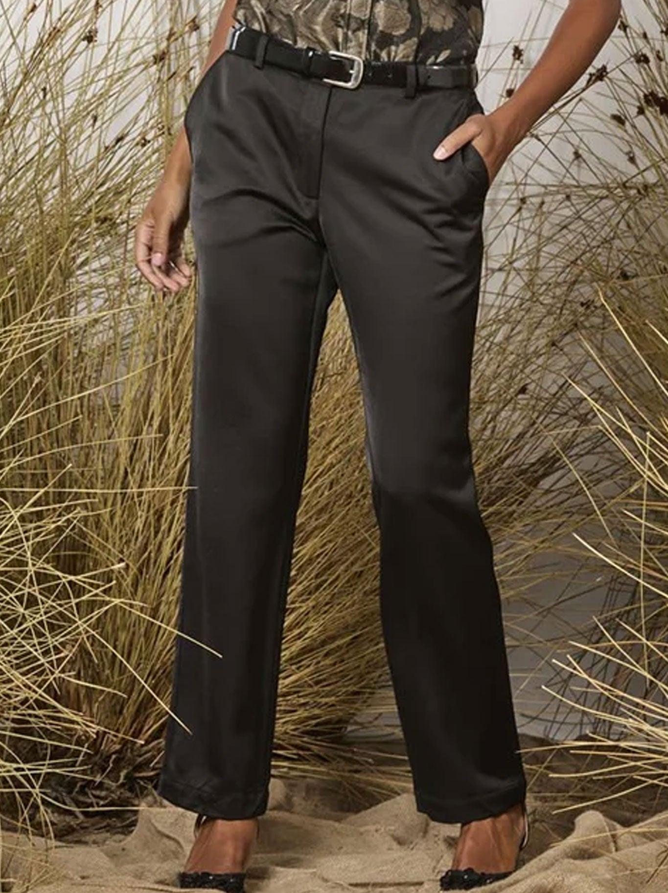 Image of a model wearing Pants. Productname: M.A DAINTY DARLING PANT in Black colour by brand - M.A Dainty