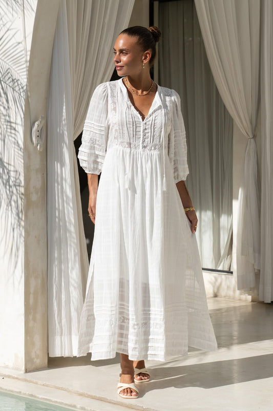 Image of Dresses. Productname: Heychic Macie White Lace Detail Maxi Dress in White colour by brand - Heychic