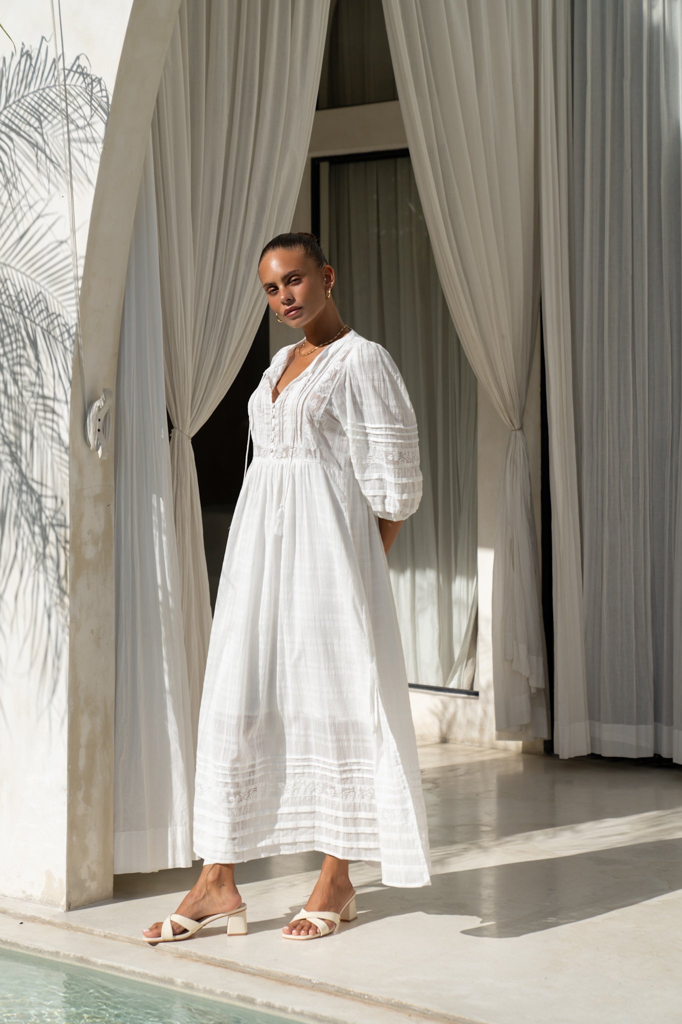 Heychic Macie Lace Detail Maxi Dress (White)