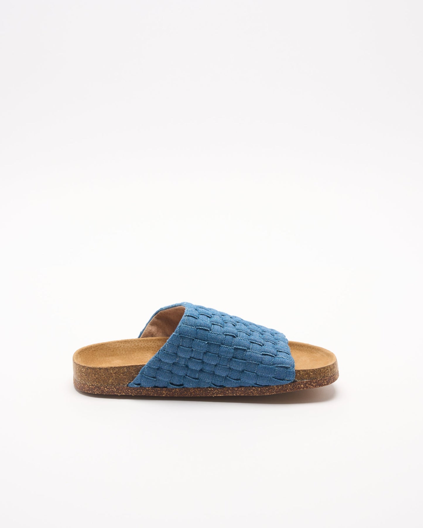 Image of Slippers. Product name - Maddox Slide in Denim colour by brand - Walnut Melbourne