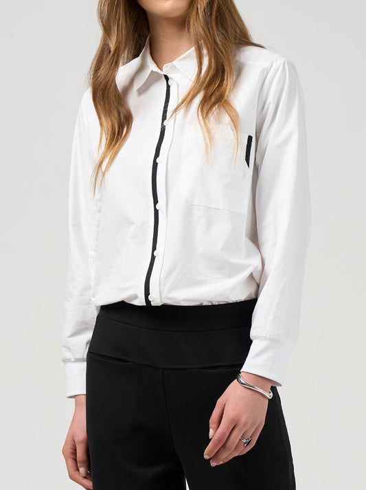 Image of Shirts. Productname: Madly Sweetly Mixed Media Shirt in White colour by brand - Madly Sweetly