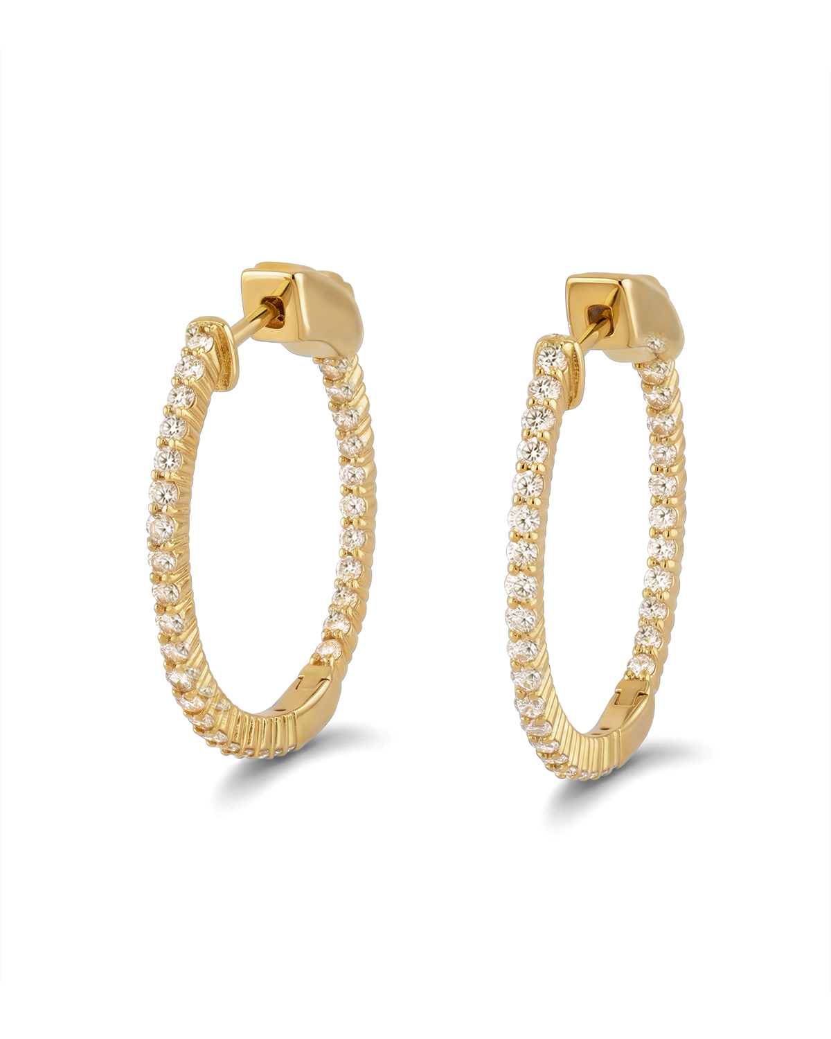 Image of Earrings. Product name - Madrid Gold Diamond Hoop Earrings in colour by brand - LAVANA