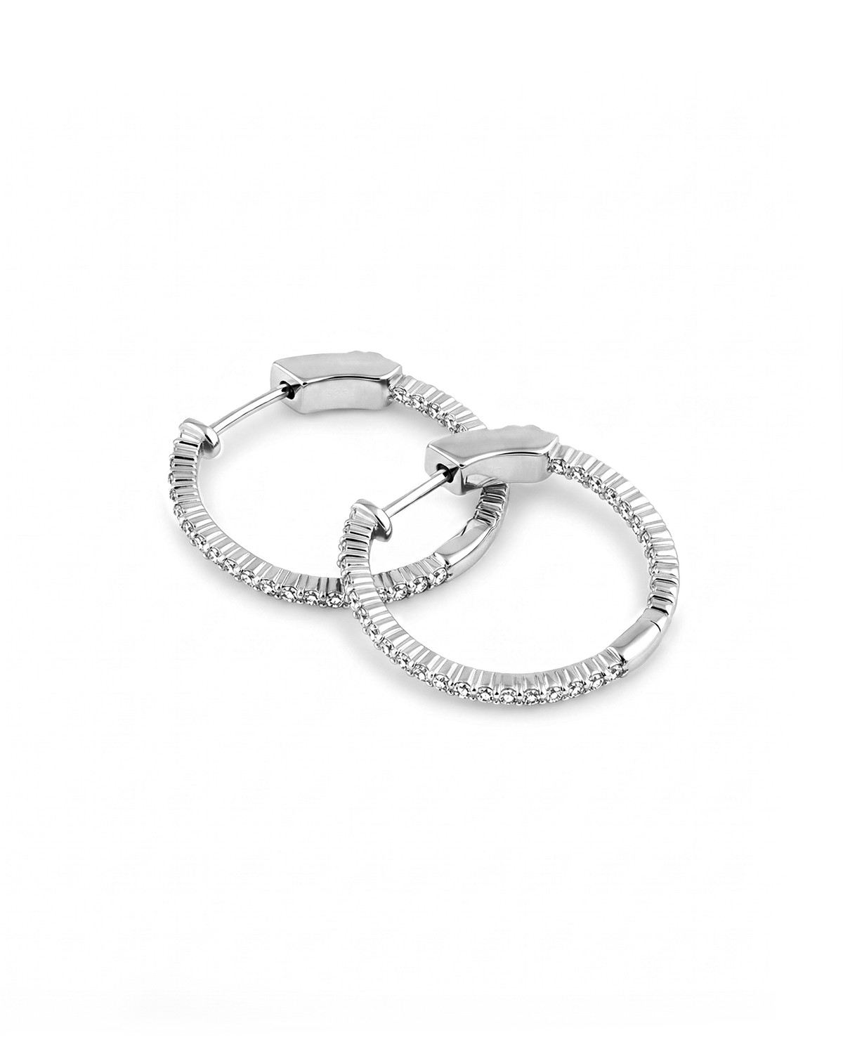 LAVANA Madrid Silver Diamond Hoop Earrings