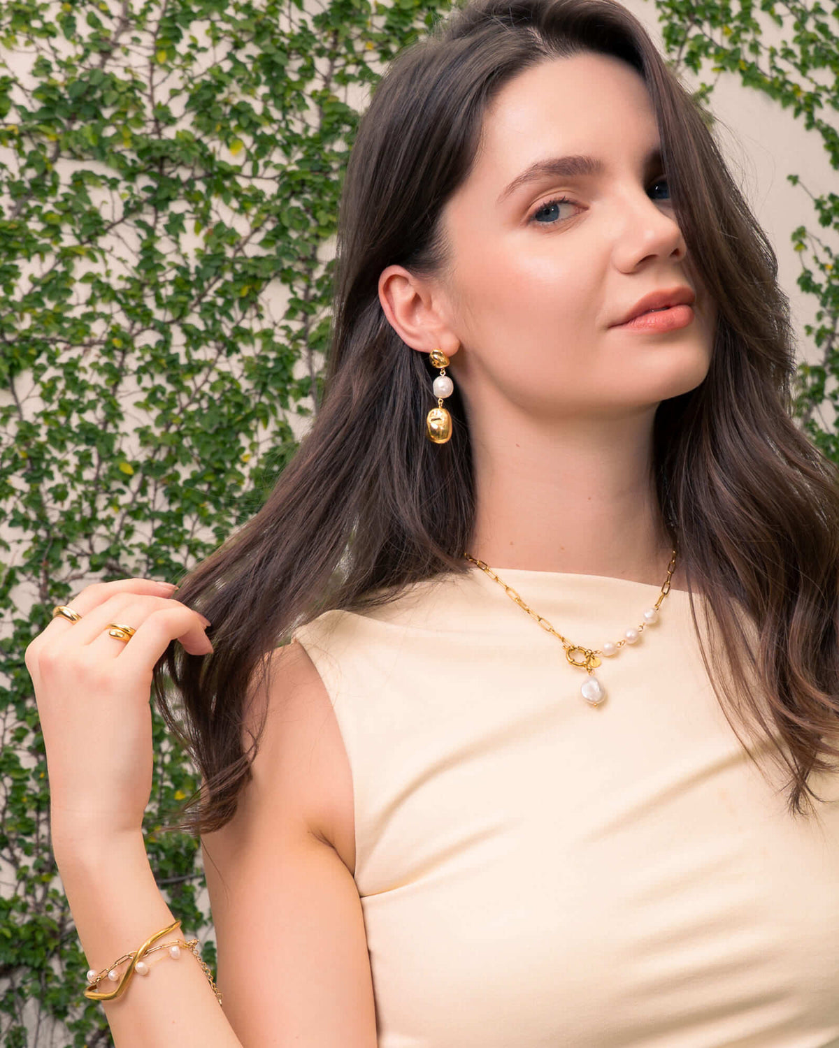 LAVANA Majorca Gold Pearl Drop Earrings