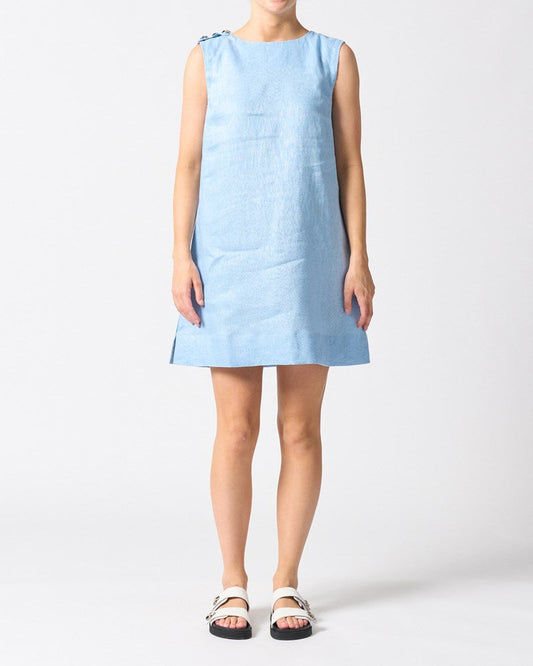 Image of Dresses. Productname: Walnut Melbourne Malta Mini Dress in Sky Blue colour by brand - Walnut Melbourne