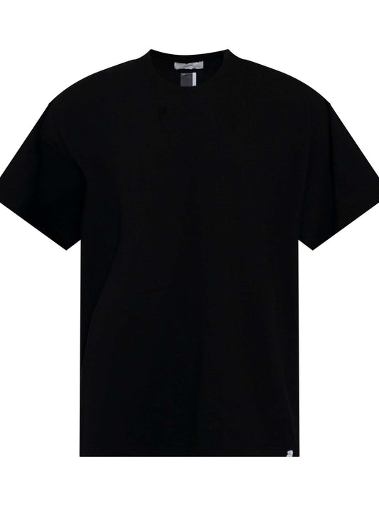 Image of a model wearing Tops. Productname: FACETASM Rib Big T-Shirt in BLACK colour by brand - FACETASM