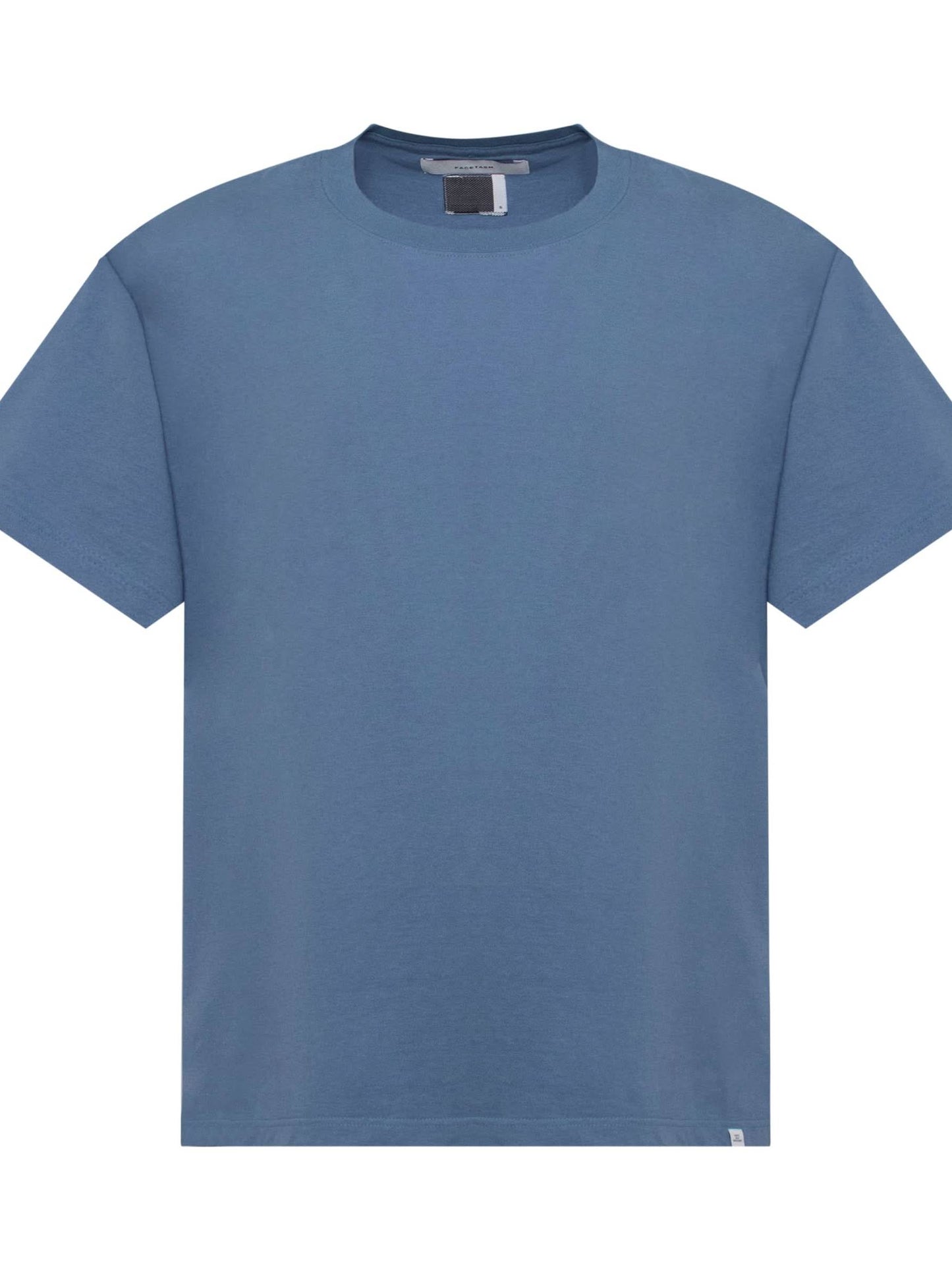 Image of a model wearing Tops. Productname: FACETASM Rib Big T-Shirt in BLUE colour by brand - FACETASM