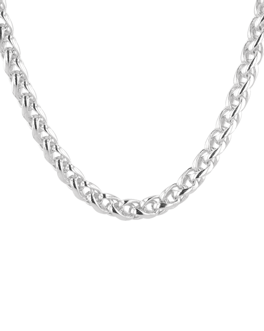 Image of Necklaces. Product name - Marseille Silver Wheat Chain Necklace in colour by brand - LAVANA