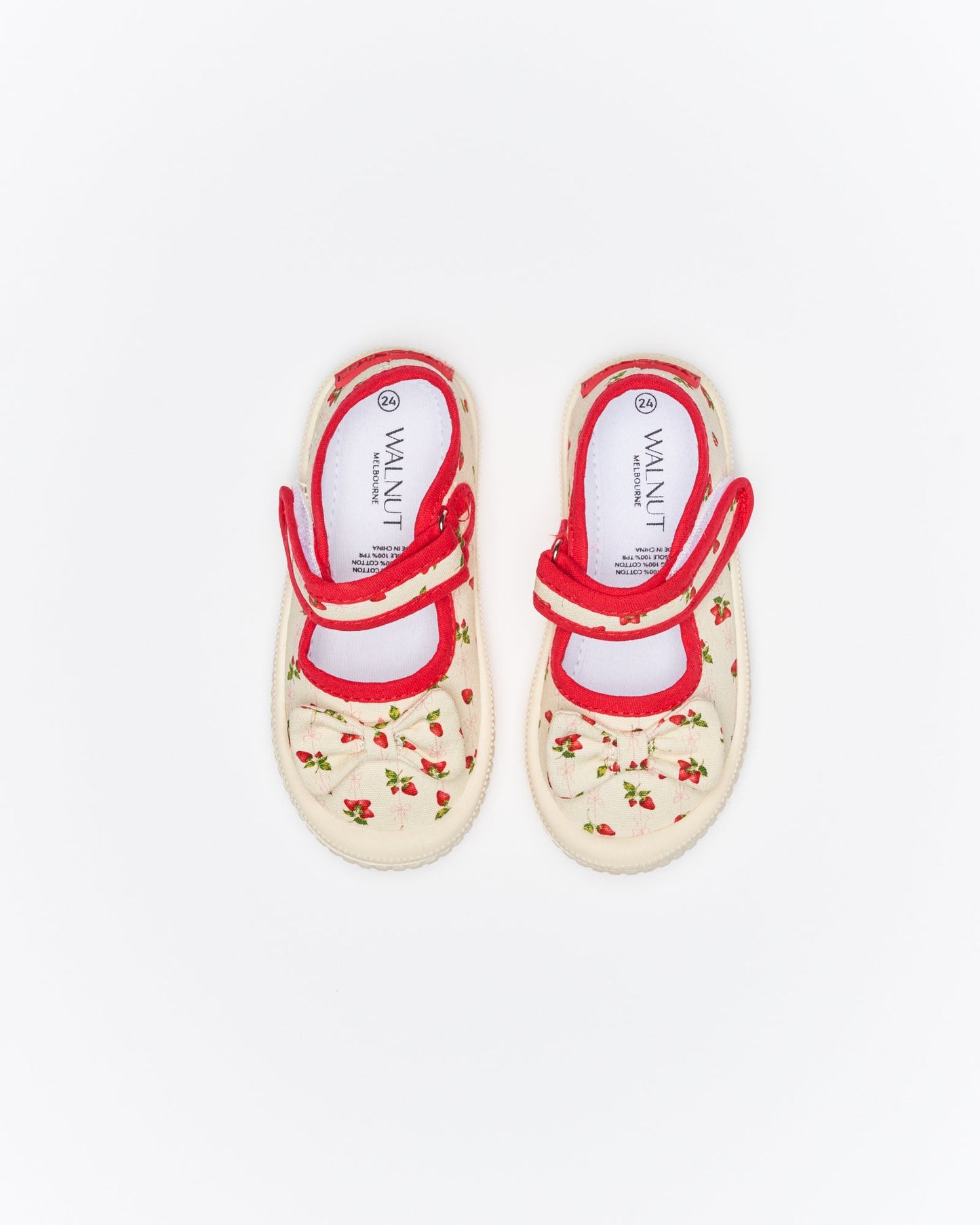 Walnut Melbourne Mary Jane Bow Canvas Strawberries & Cream (Stawberries & Cream)