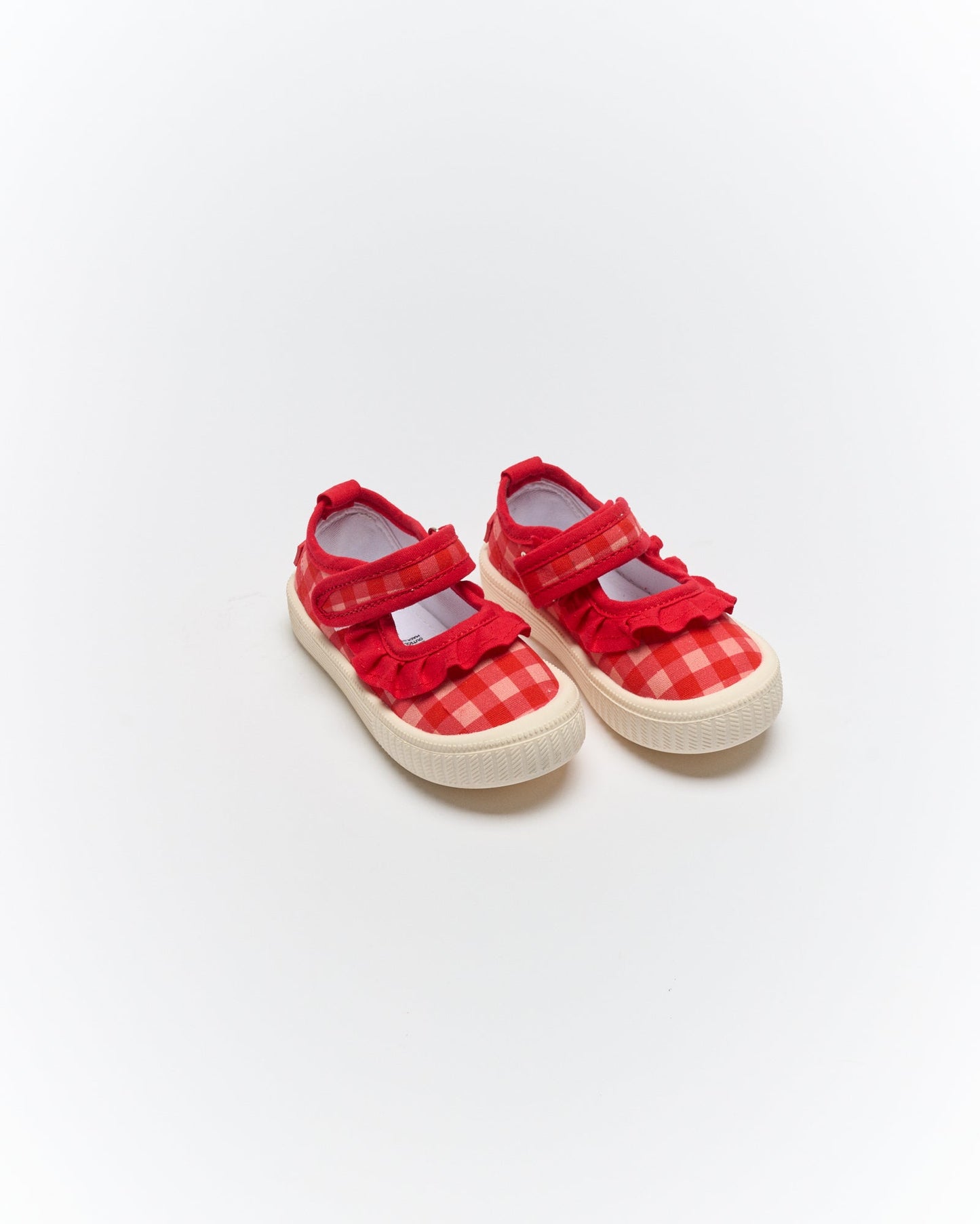 Walnut Melbourne Mary Jane Frill Canvas (Pink Red Gingham)